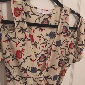 Cold shoulder floral wrap dress by Lush